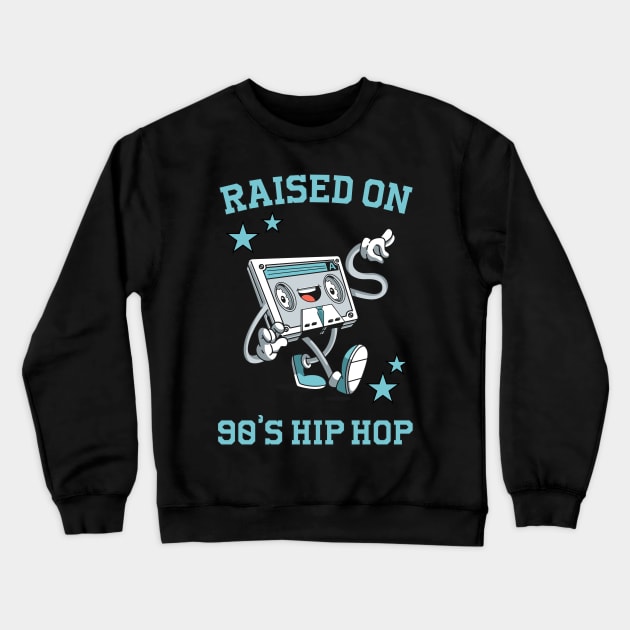 Raised on 90's Hip Hop: Funny Retro Cassette Tape Crewneck Sweatshirt by TwistedCharm